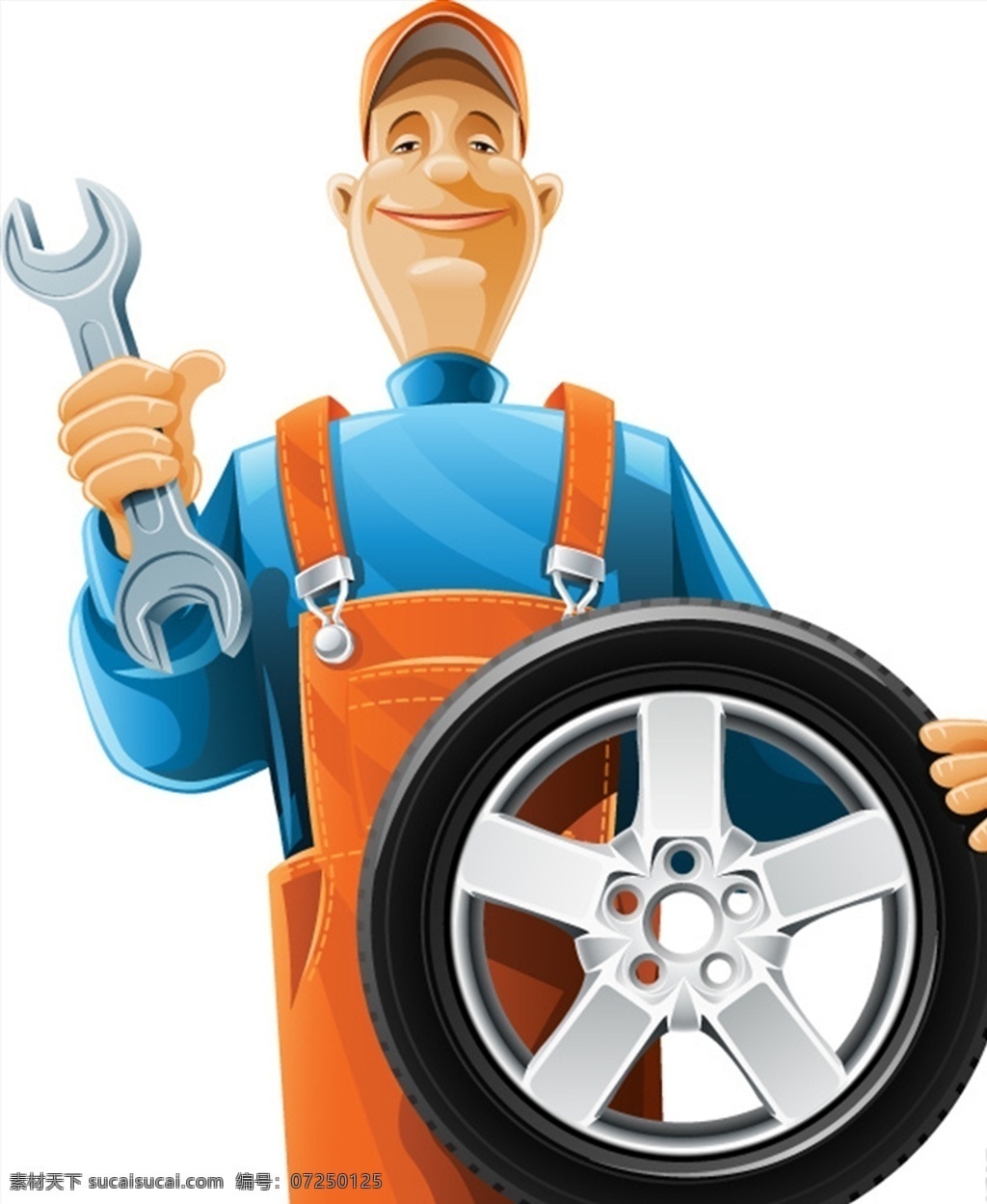汽车修理工 汽车 修理工 轮胎 扳手 卡通 动漫动画 动漫人物