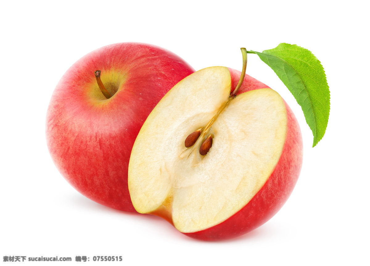 苹果 水果 新鲜 红苹果 叶子 绿叶 水果摄影 生物世界 水果高清图片