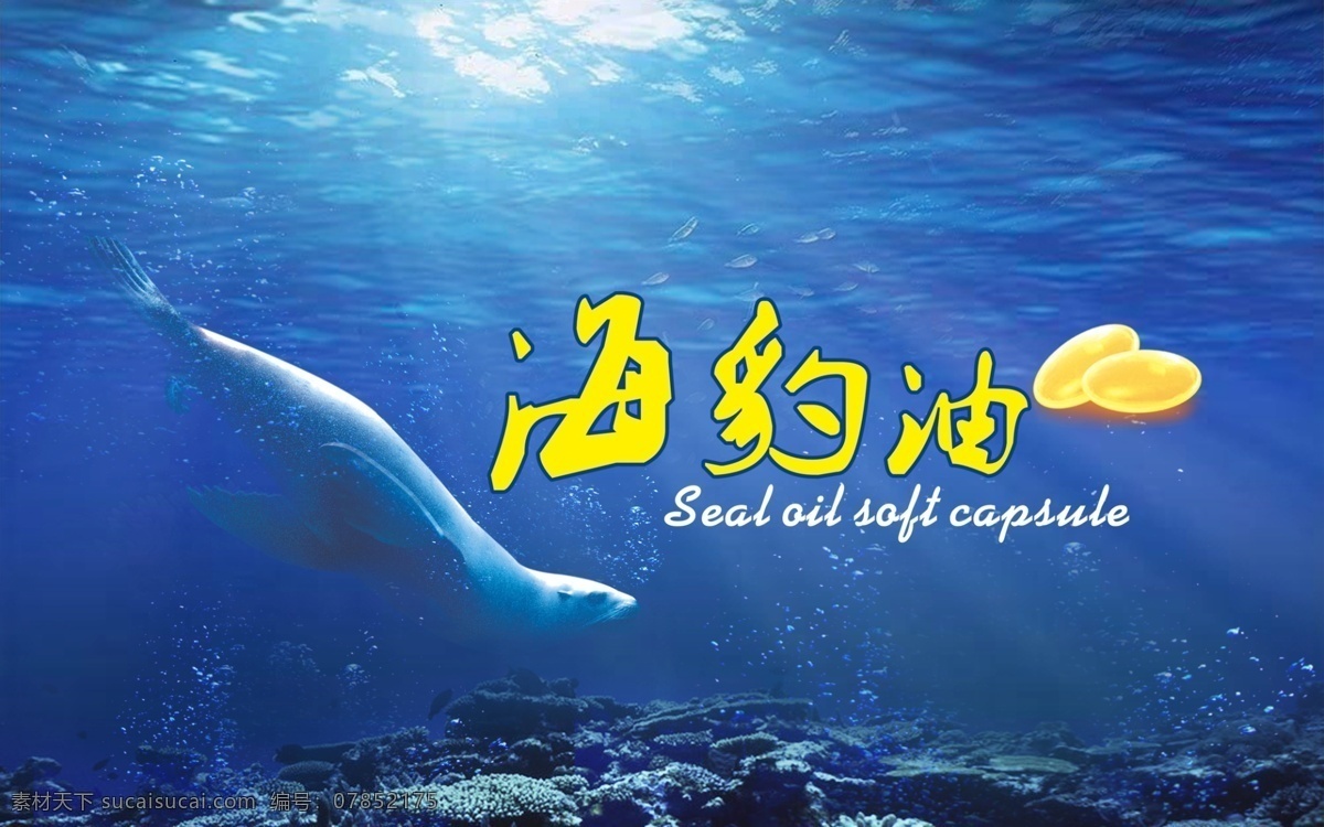 海豹油 海豹 大海 油 深海 海 创意 蓝海底 光 光照 广告设计模板 源文件