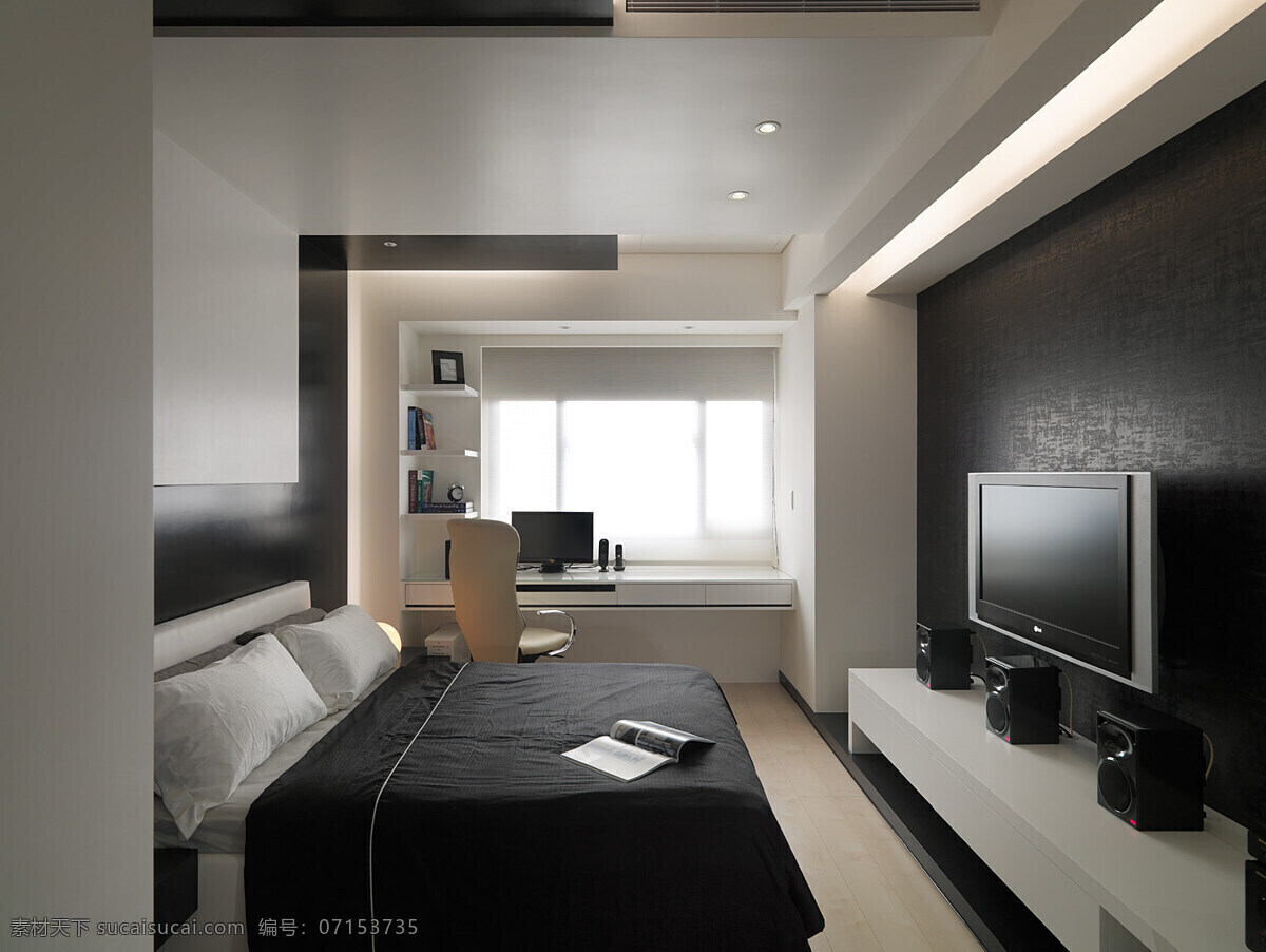 质朴 现代 装修 卧室 效果图 房间设计 黑色床 简约 室内装潢 展示效果图 装潢效果图
