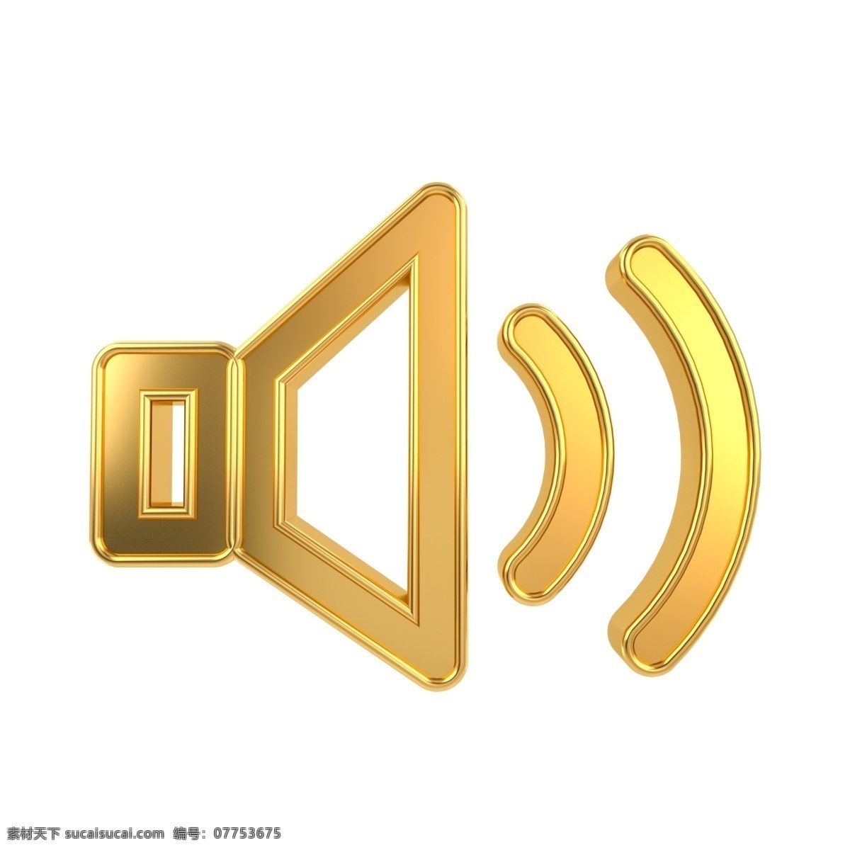 c4d 金属 立体 声音 图标 3d 金属质感 金色 网页ui 网页设计 常用 声音图标 喇叭