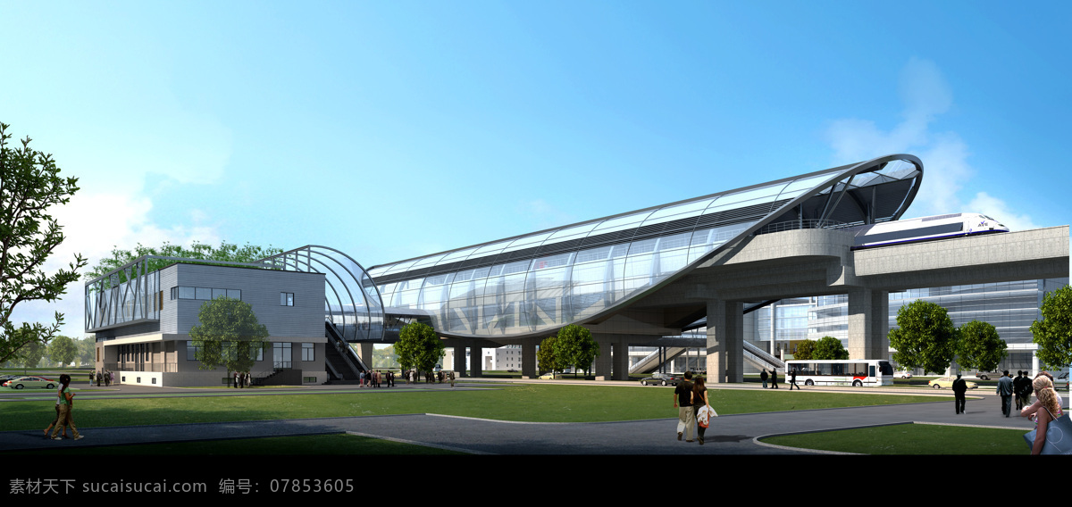 地铁 透视 3d设计 3d效果图 车 绿化 人 石材 室外模型 地铁透视 树 近景 天空 效果图 3d模型素材 建筑模型