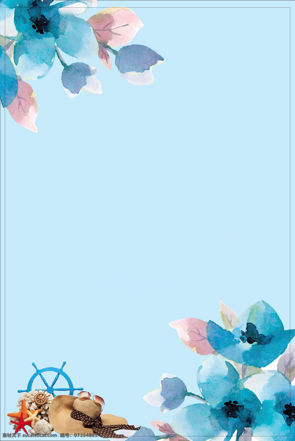 蓝色 花朵 dm 单 背景 新款上市 抽象背景 时尚背景 夏装新品上市 水彩背景 抽象艺术 水墨印花 广告背景图 新品背景 新品展板