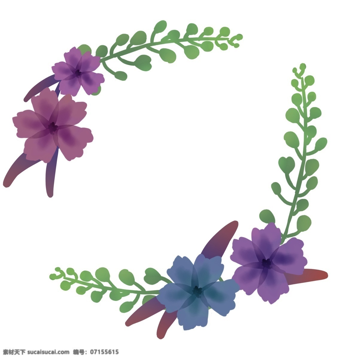 精美 花朵 边框 插画 紫色