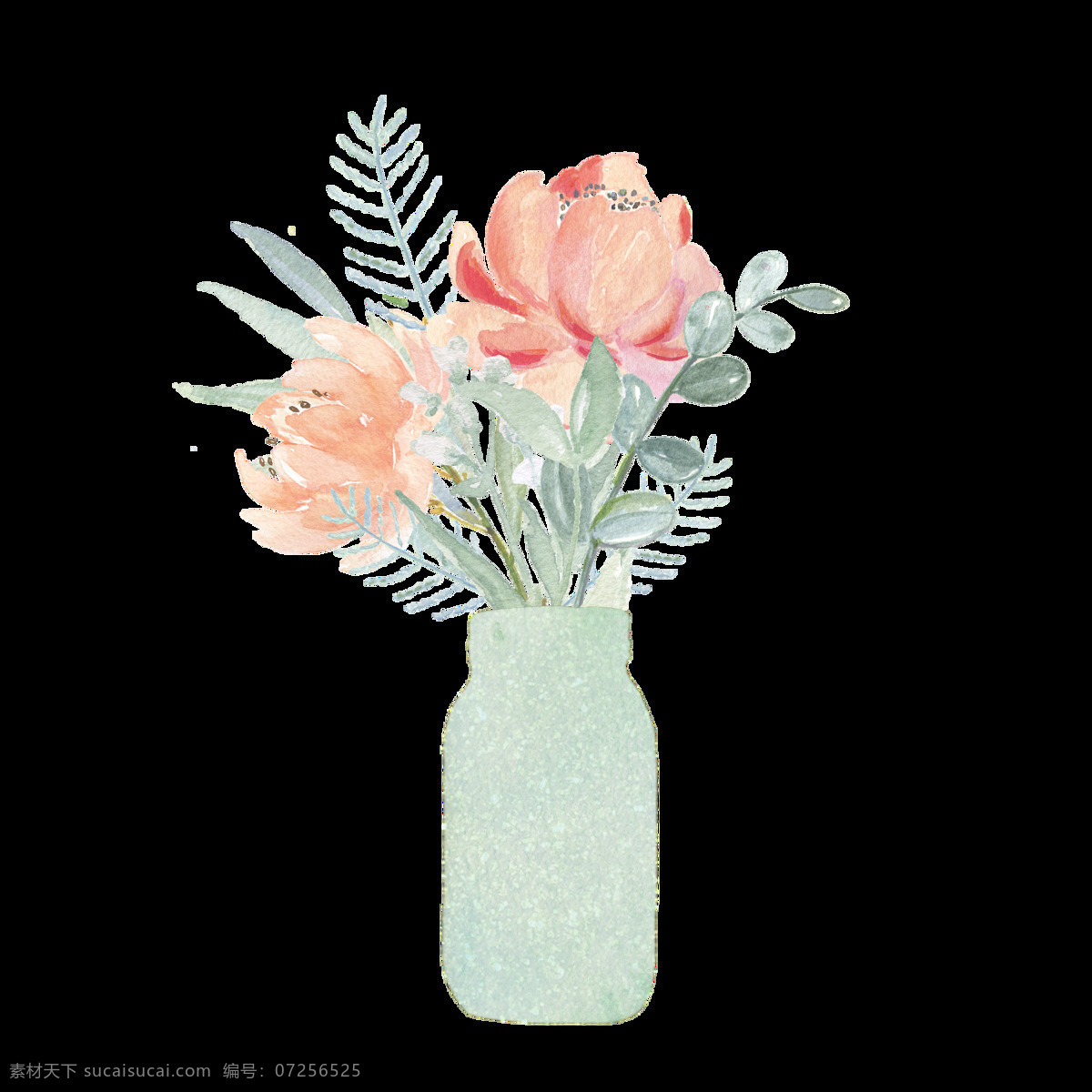 小 清新 淡绿色 花瓶 花纹 粉色 花朵 小清新 粉色花朵 底纹边框 花边花纹