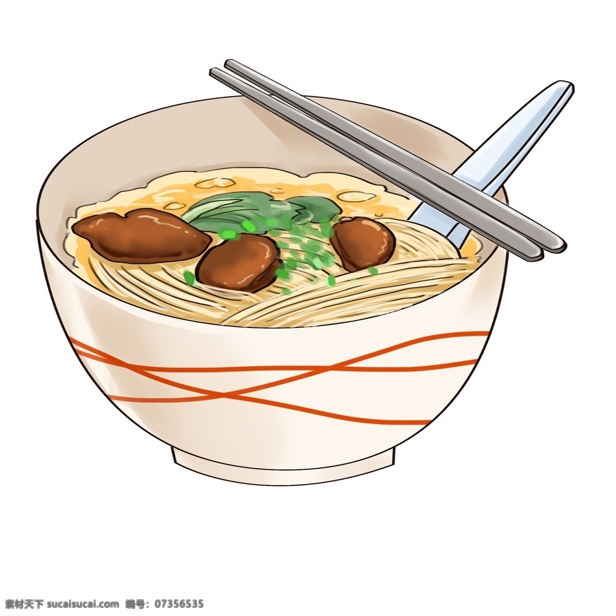 碗 美味 面条 插画 筷子 食物 蔬菜
