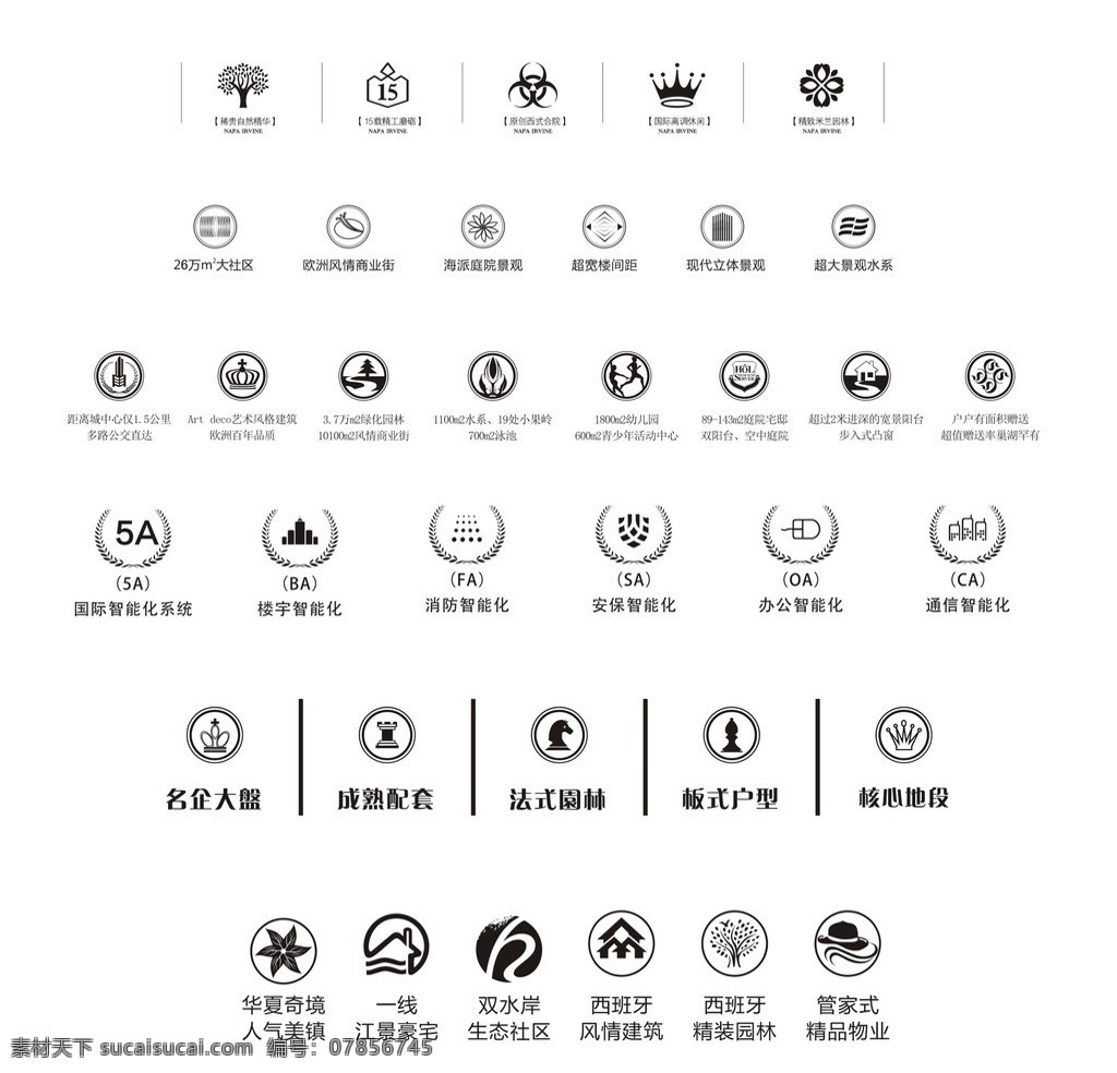 地产 常用 icon 小图标 小icon 价值点 标识标志图标 矢量