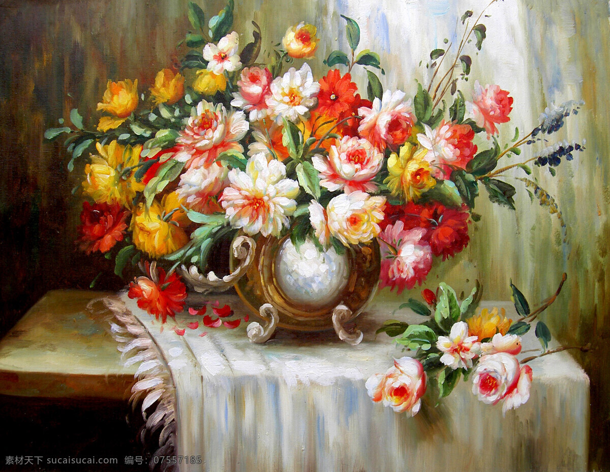 油画 花卉 花瓶 油画素材下载 花朵 绘画书法 文化艺术
