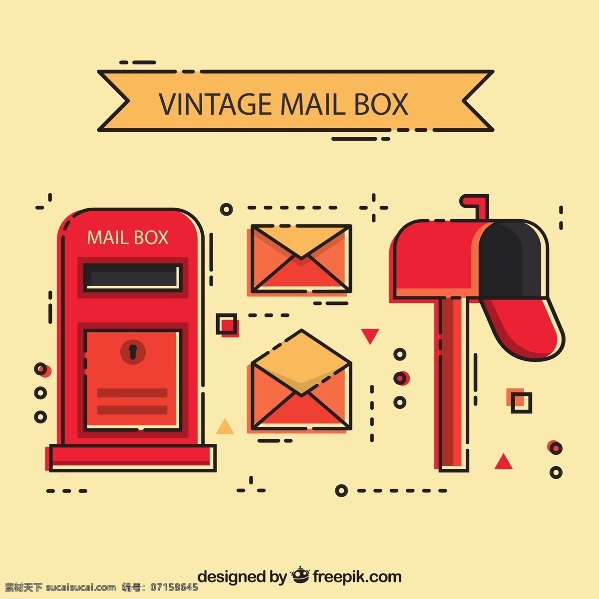 复古 红色 信箱 信件 邮筒 矢量图 格式 源文件 矢量 高清图片