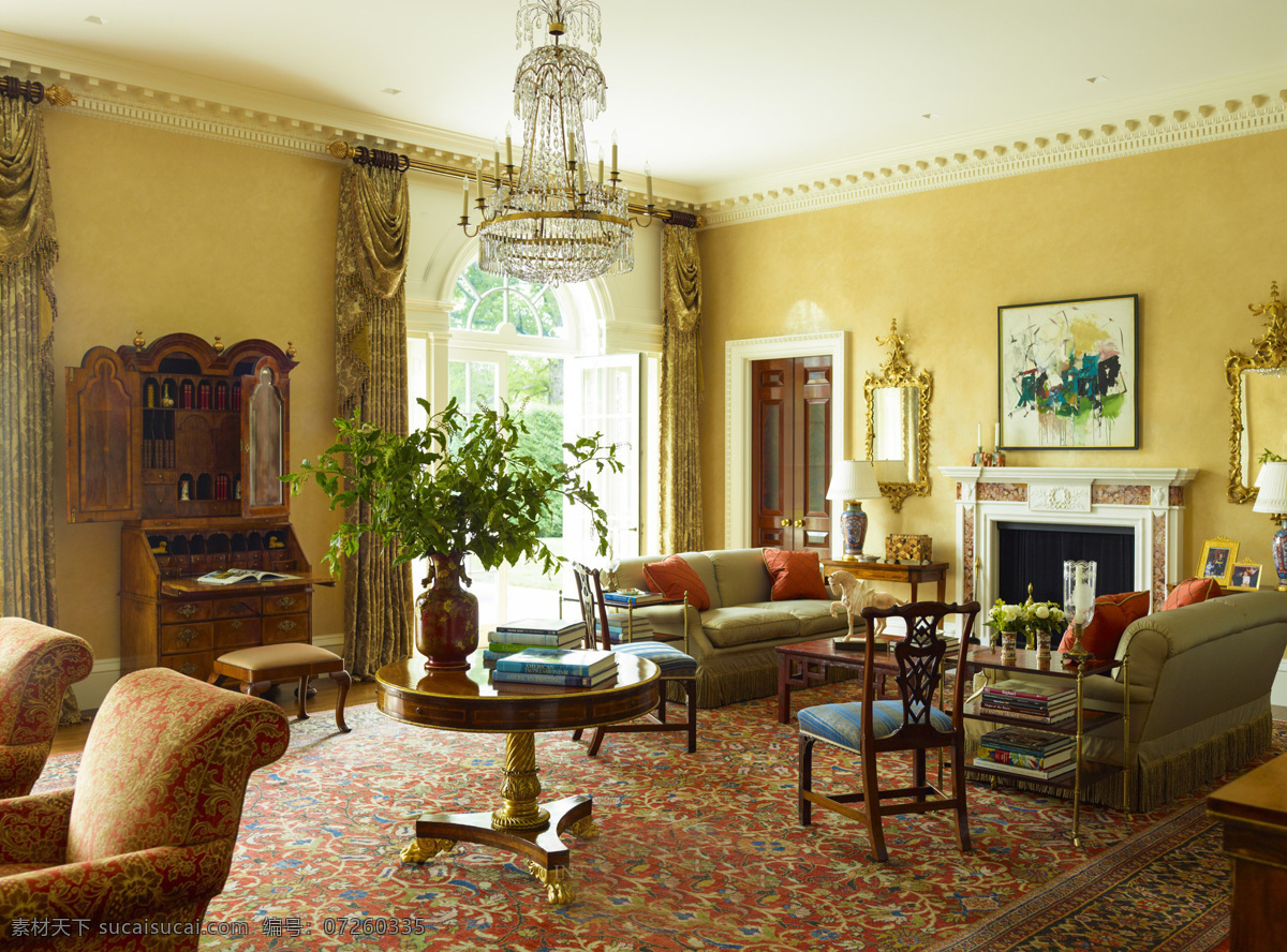 简约 客厅 花纹 地毯 装修 效果图 壁画 方形吊顶 花纹窗帘 米色沙发 浅黄色墙壁
