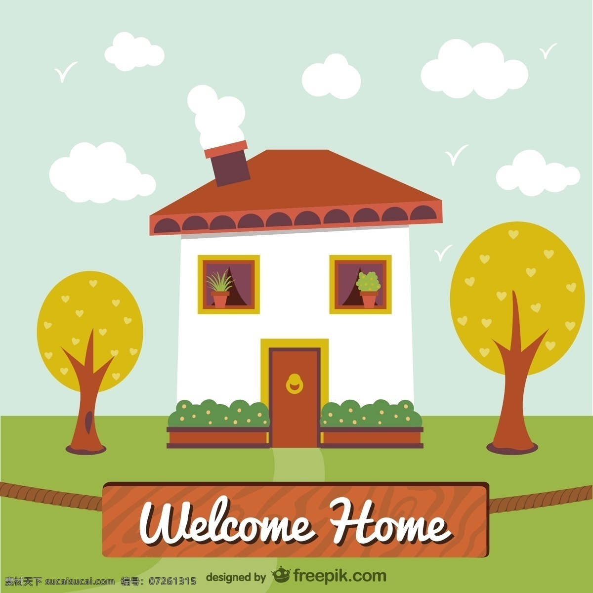 欢迎 回家 插图 房子 家庭 甜蜜 问候 回归 甜蜜的家 白色