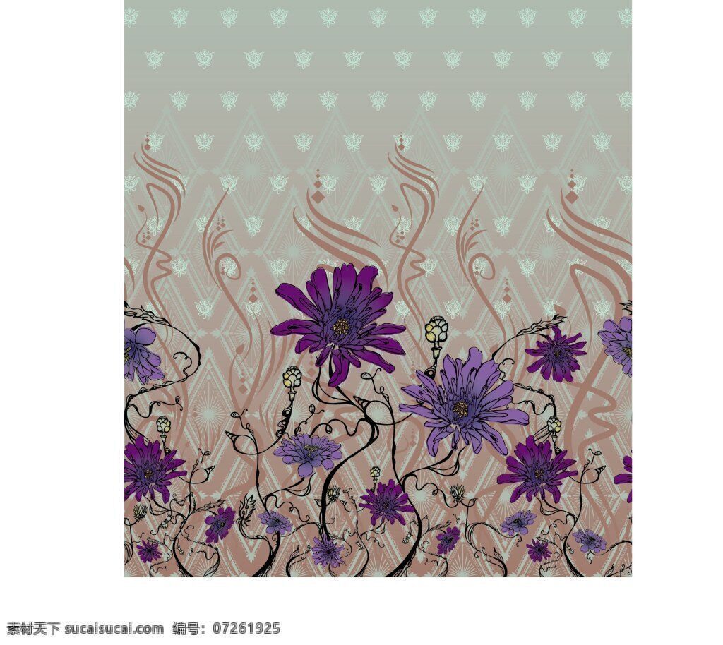 菊花花纹 矢量花纹 菊花 花纹 白色