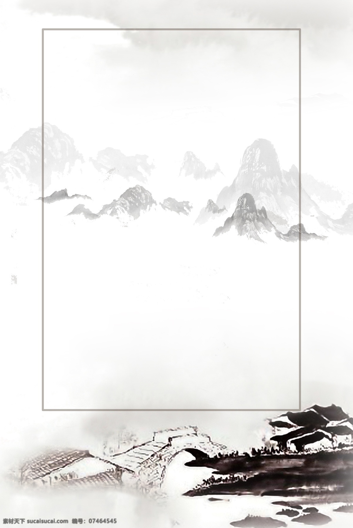 简约 房地产 通用 背景 中国风 古风 山河 通用背景 元素 意境 地产