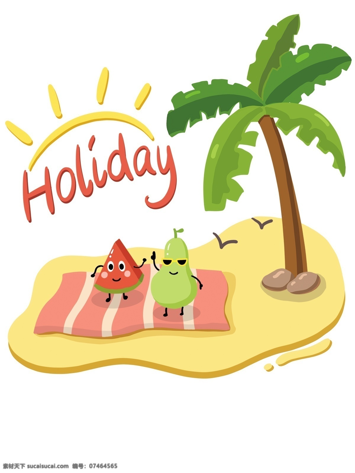 帆布 袋 假期 度假 夏天 椰子树 holiday 西瓜 梨子 跳舞 拟人 假日 海鸥 沙滩 石头 清新