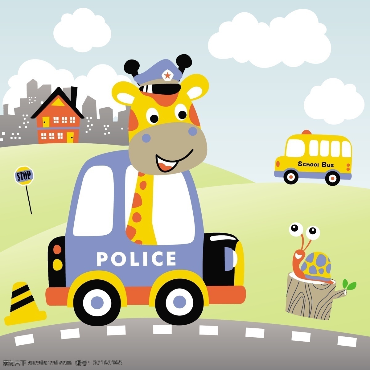 长颈鹿 警察 可爱 动漫 图 可爱动漫 小动物 儿童动漫 绘画动漫
