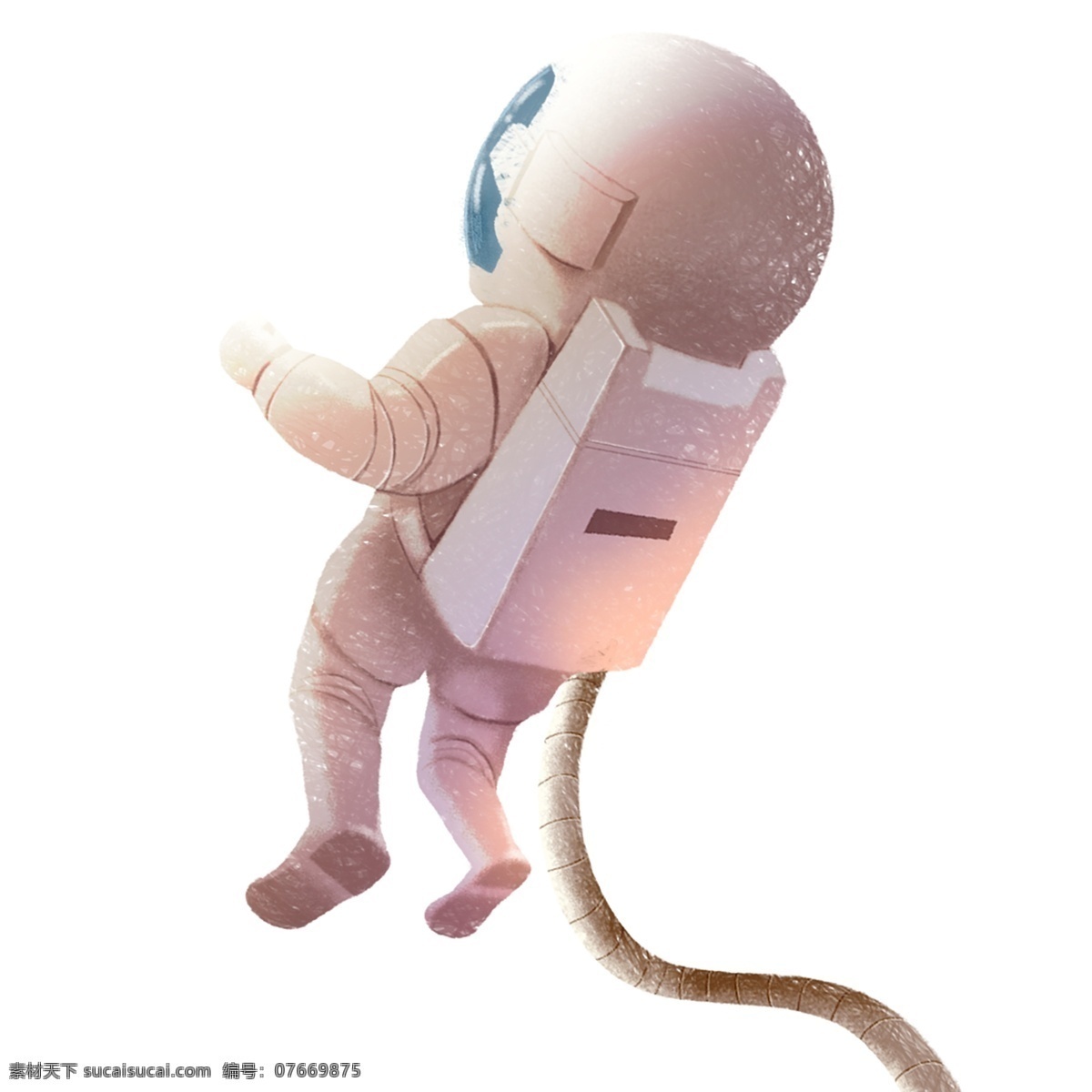 卡通 手绘 太空 宇航员 人物 梦幻 可爱 插画