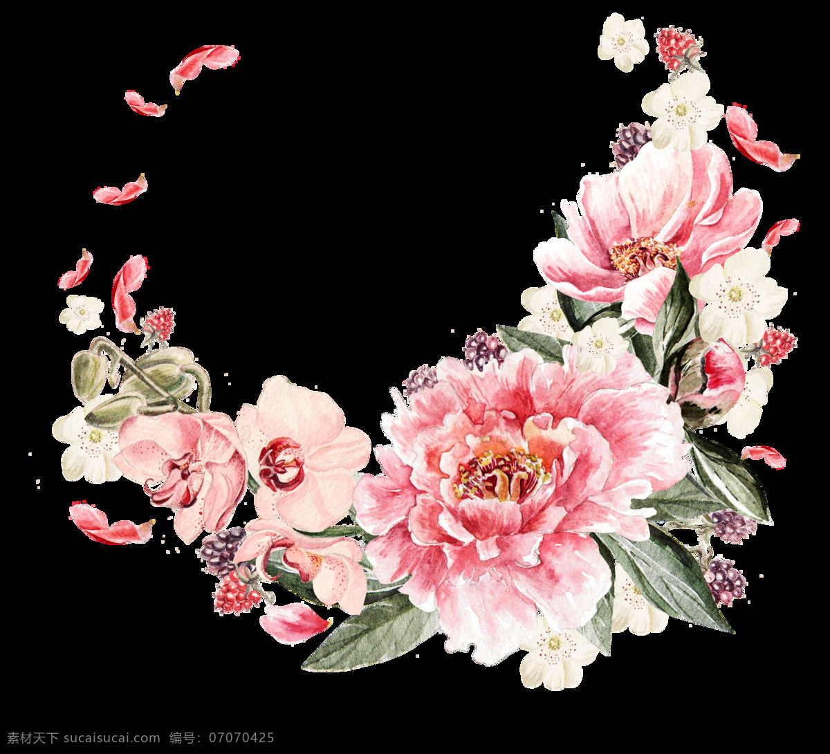 春意盎然 花卉 透明 春意 盎然 卡通 抠图专用 装饰 设计素材