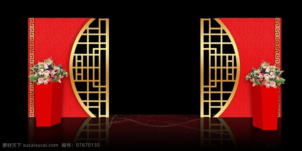 中国红边框 边框 中国红 花 框 金色 底纹边框 边框相框
