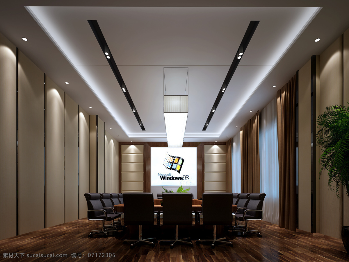 办公 办公桌 灯带 灯光 环境设计 会议室 开会 绿植 桌椅 装修 室内 效果图 装修图 家居装饰素材 室内设计