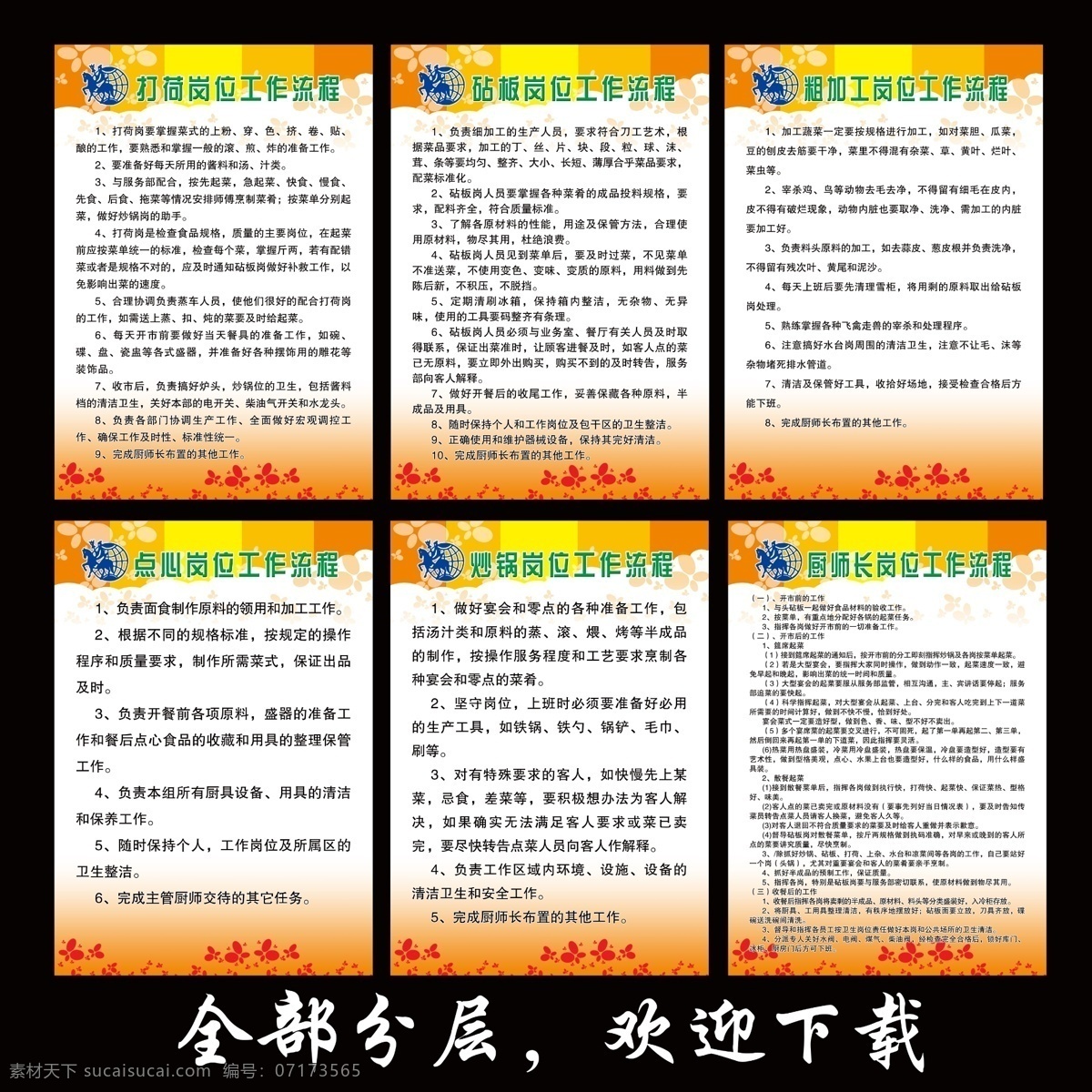 厨房 工作流程 广告设计模板 蝴蝶 源文件 展板模板 制度牌 流程图 模板下载 厨房流程图 东达标志 打荷岗位 砧板岗位 粗加工岗位 点心岗位 炒锅岗位 厨师长岗位 厨师长 写真牌 家居装饰素材 室内设计