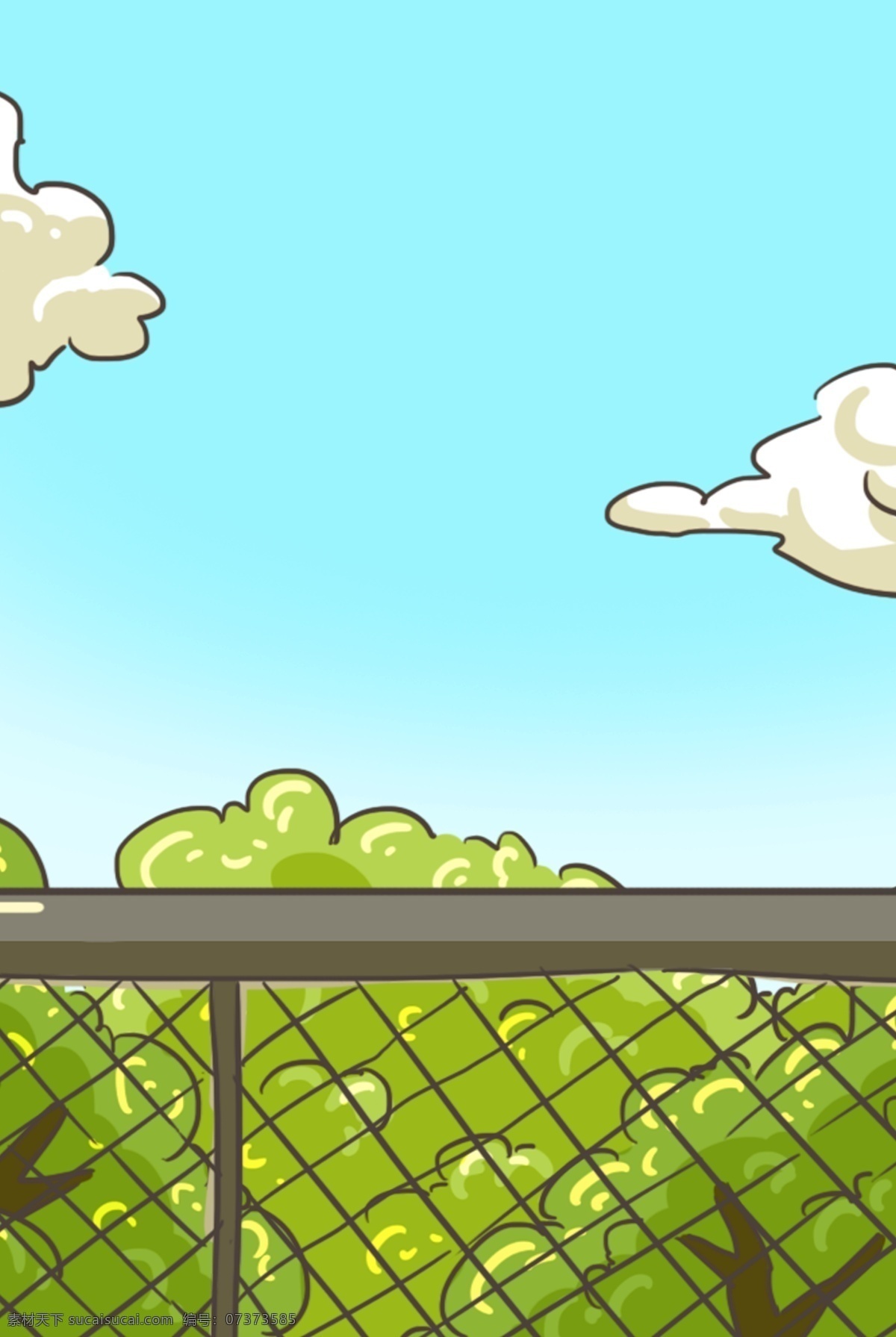 校园 分层 banner 卡通 手绘 操场围栏 学校 白云 青春 创意合成