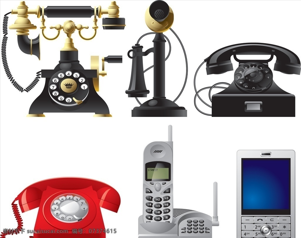 矢量 怀旧 电话 手绘 欧式 仿古 复古 黑白 灰色 元素 手机 移动电话 手摇电话 古典 复古物品 复古物件 古董