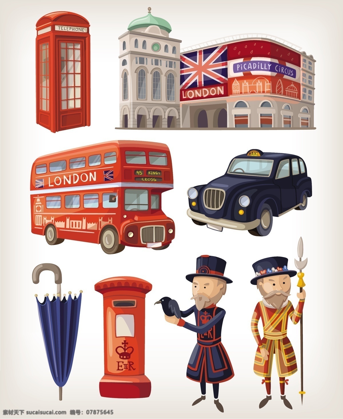 伦敦 元素 eps格式 出租车 电话亭 旅行 矢量图 士兵 英国 邮筒 雨伞 精美 矢量 双层巴士
