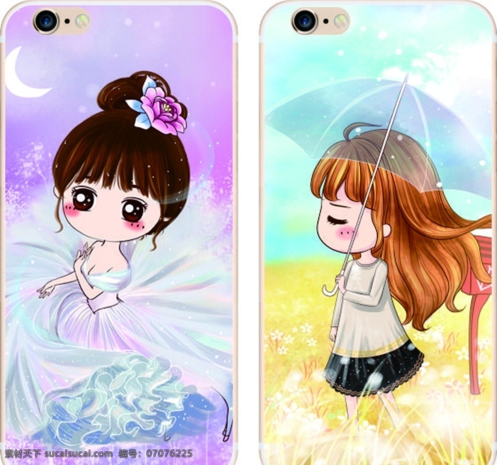 彩绘手机壳 iphone 时尚 彩印 打印 卡通小女孩 sky 现代科技 数码产品