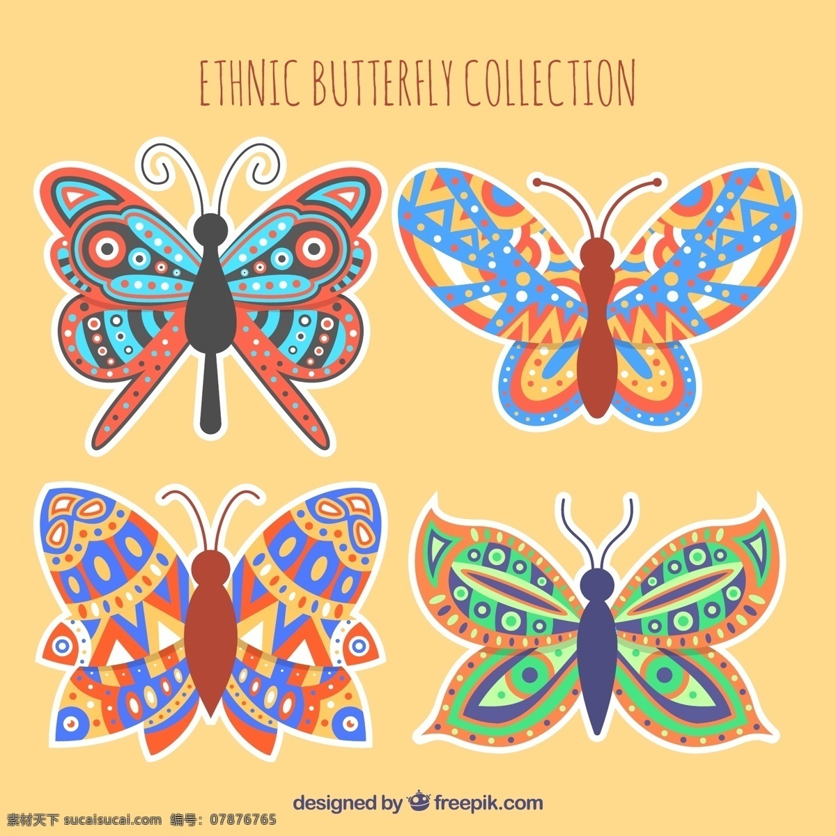 民族 蝴蝶 贴纸 收藏 抽象 几何 自然 动物 标签 可爱 装饰 飞 观赏 可爱的动物 飞行 昆虫 收集 黄色