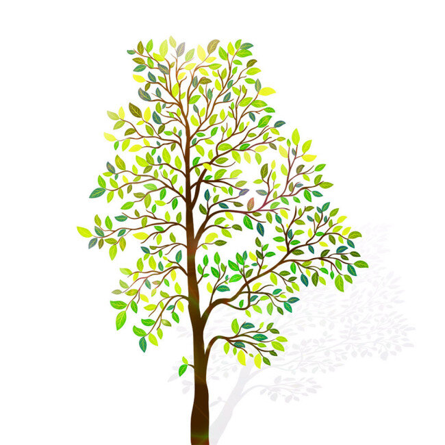 小树绿叶树 手绘绿树 手绘卡通树木 绿色树木 树木插画 植物插画
