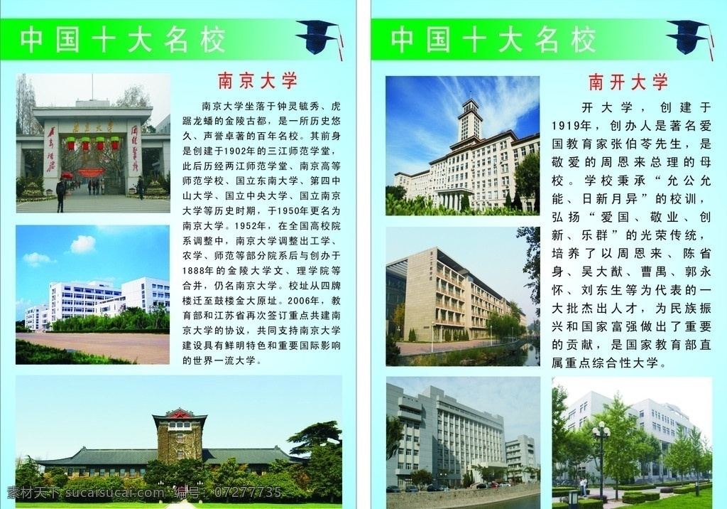 南京大学 南开大学 十大名校 教学楼 博士帽 矢量