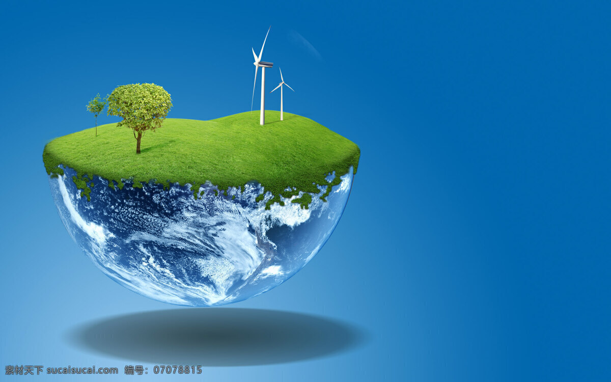 环保之地 环境保护 水上之树 海水 风车 风力发电机 能源 绿色 草地 绿茶 绿树 风景 自然景观 自然风光 设计图库