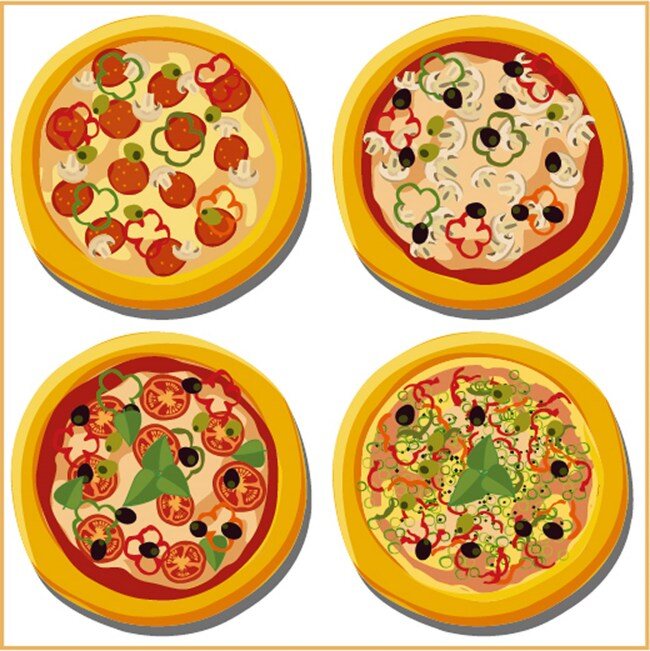 各种 口味 披萨 矢量图 广告背景 背景素材 广告 背景 素材免费下载 美味 种类 圆形 蔬菜 食物