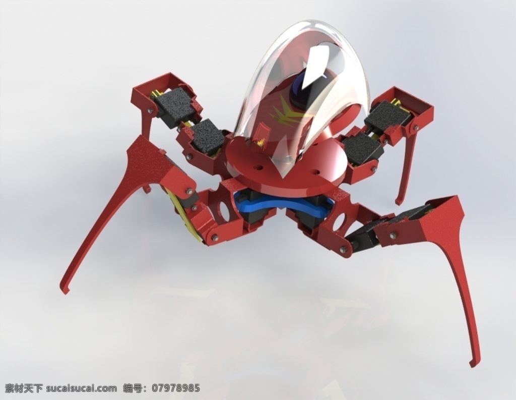 四角 机械人 模型 solidworks 文件 四角机器人 改造创新 蜘蛛 夏亚