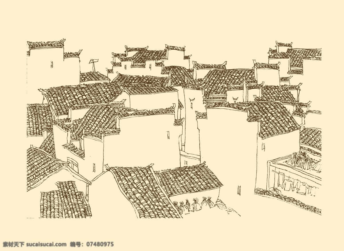 皖南古民居 白描 构图 建筑 古建筑 线描 勾勒 线条 民居 速写 钢笔画 徽派建筑 皖南 古 资料集 风景 分层 源文件