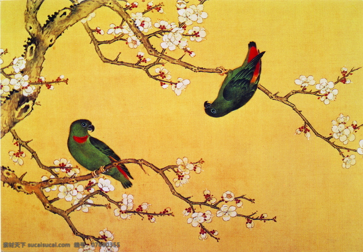 花鸟画 中国古画 传统国画06 设计素材 花鸟名画 古典藏画 书画美术 黄色