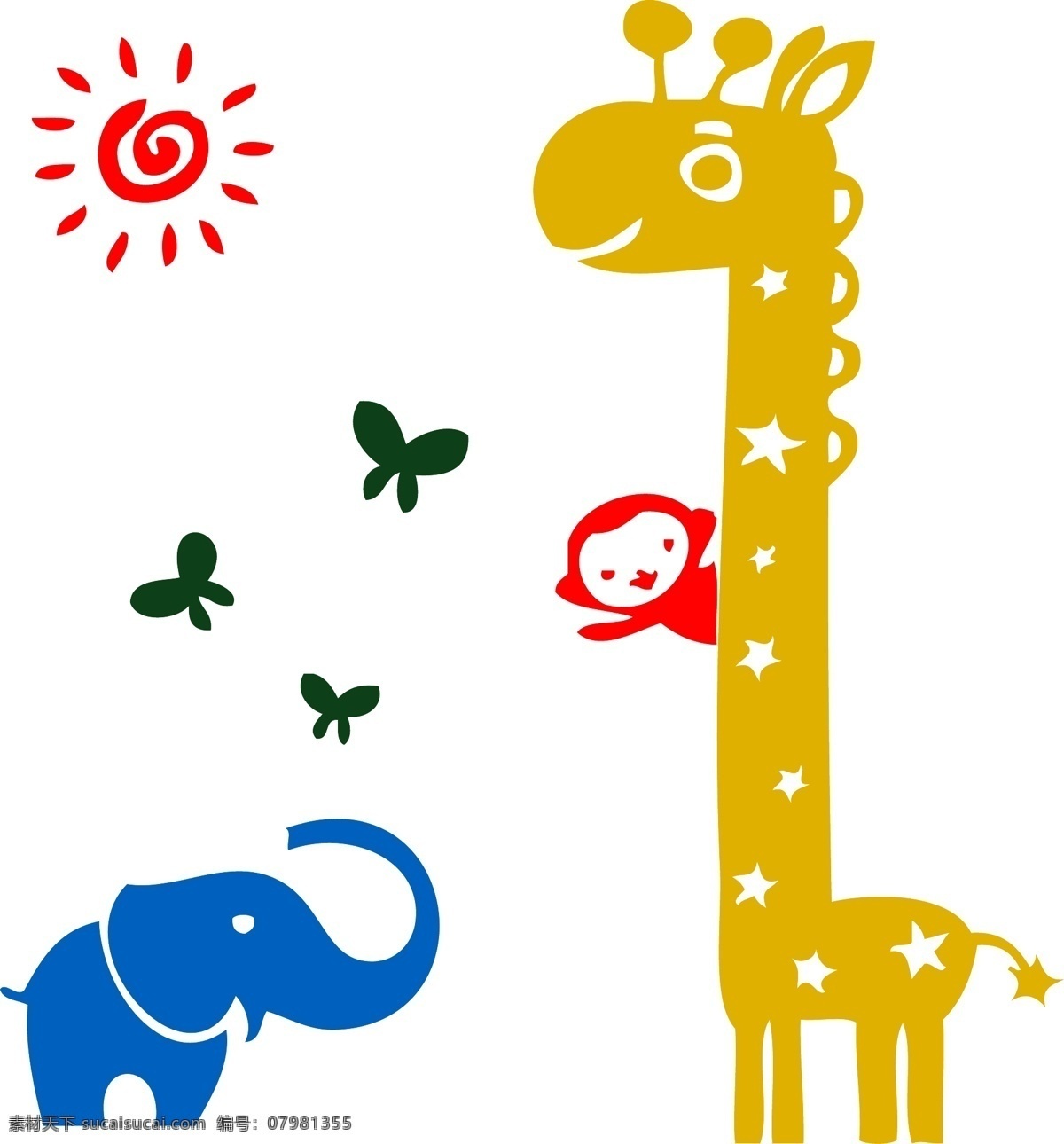 长颈鹿墙贴 卡通长颈鹿 长颈鹿 黄色 漫画长颈鹿 卡通动物 可爱长颈鹿 亚克力墙贴 装饰 儿童房 照片 墙贴 文化艺术
