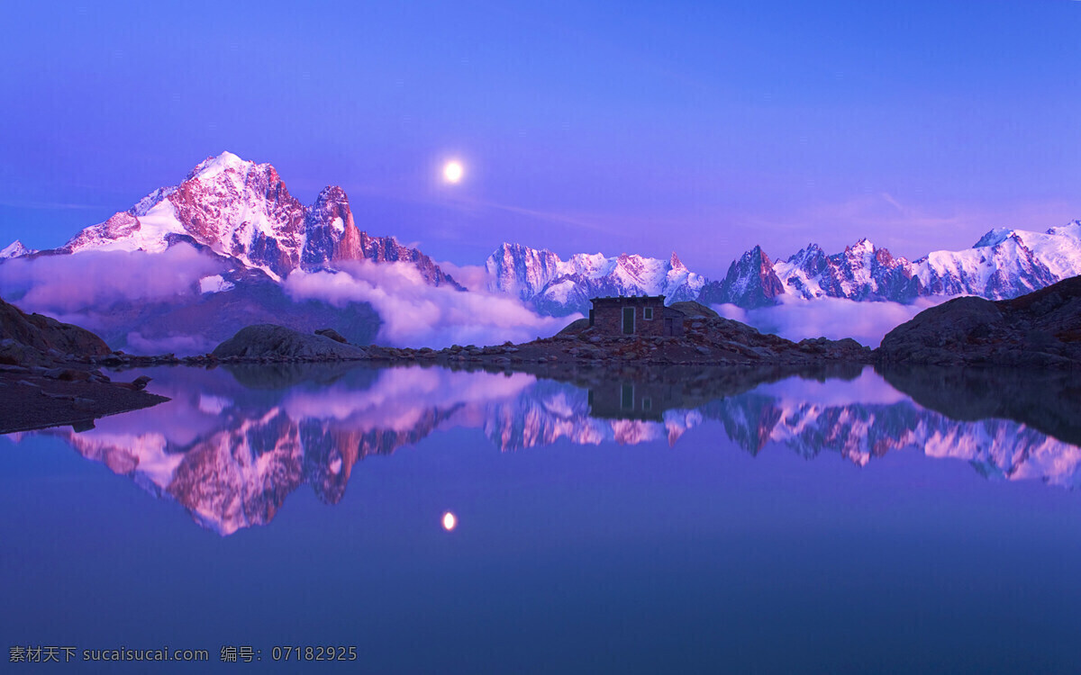 法国 罗纳 阿尔卑斯 阿尔卑斯山 雪山 雪景 倒影 旅游摄影 国外旅游 摄影图库