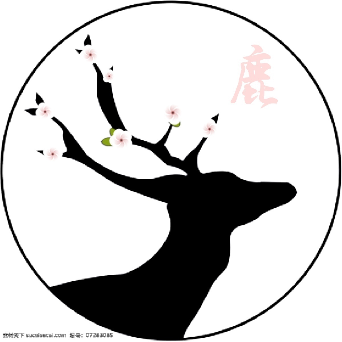 鹿和樱花 鹿 鹿角 樱花