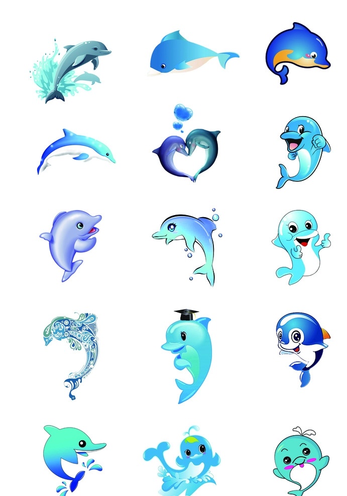 卡通海豚素材 模版下载 海豚素材 海豚模板 源文件 设计元素 psd素材 卡通海豚 创意花纹海豚