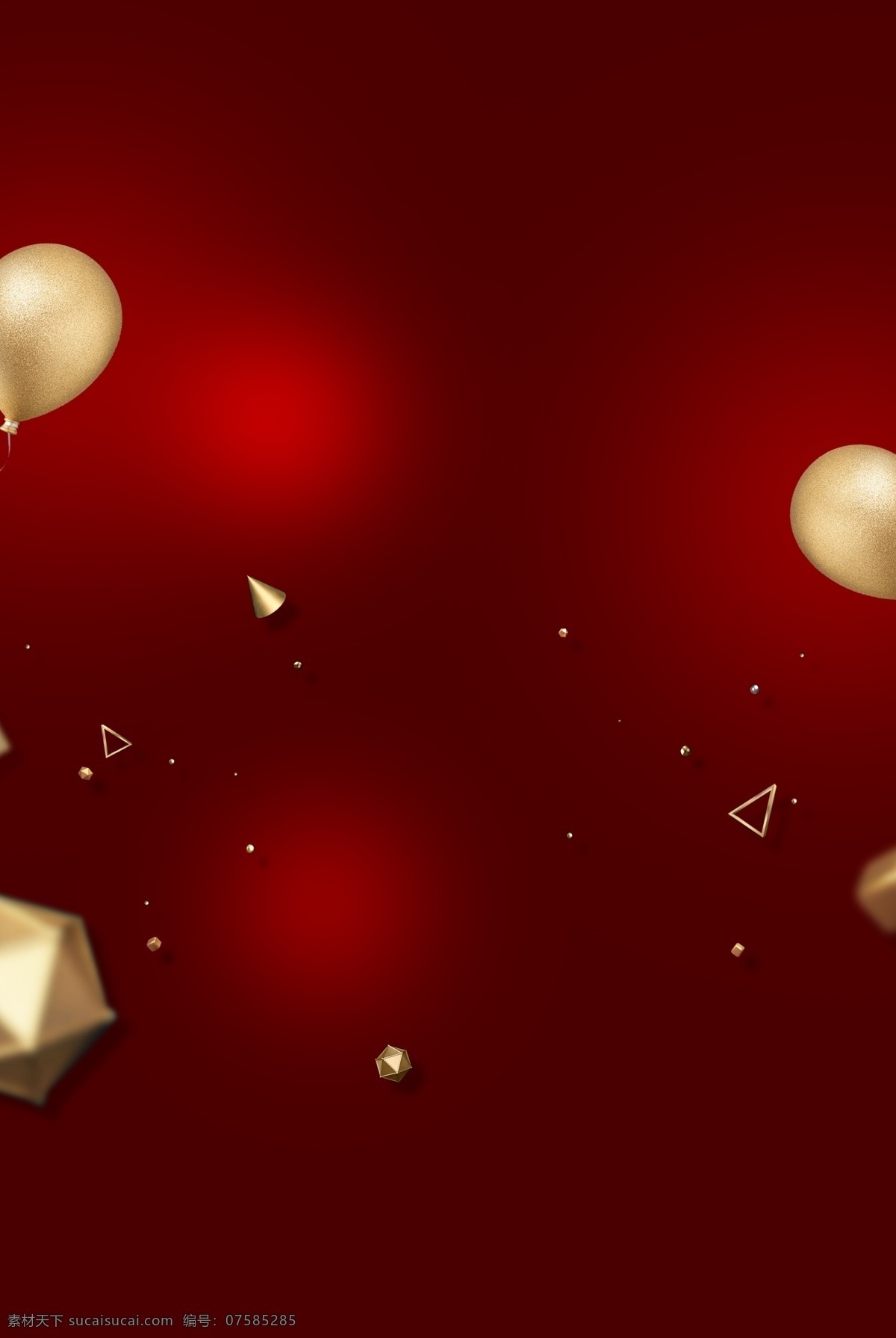 红色 喜庆 创意 电商 背景 活动 打折 优惠 金色 圆球 漂浮