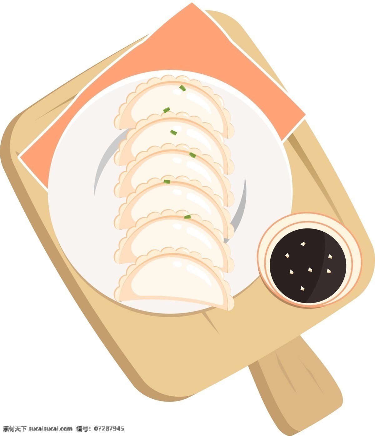冬至 饺子 木板 矢量 元素 蘸料 美味