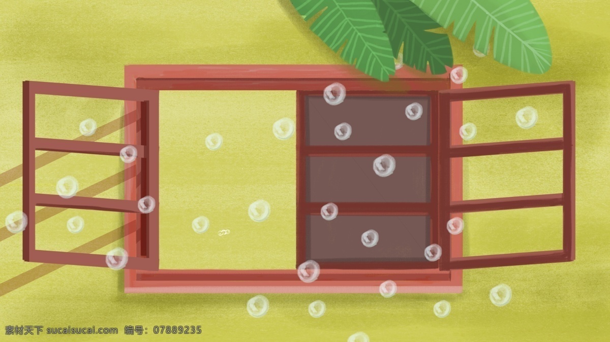 手绘 窗外 景色 插画 背景 植物 卡通背景 背景图 清新背景 彩绘 窗外背景 窗户 泡泡 插画背景 创意 banner 背景设计