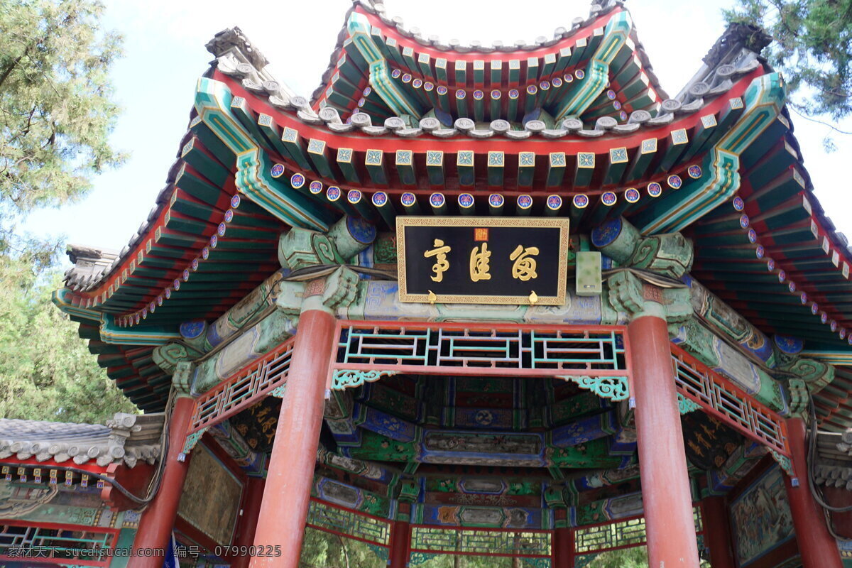 古建筑 建筑风景 北京古建筑 建筑景观 亭台楼阁 留隹亭 亭子 古式建筑 建筑物 绿色风景 凉亭 北京园林 园林风景 园林建筑 颐和园建筑 北京颐和园 柱子 红柱 雕花 花纹 雕刻 砖瓦 自然景观