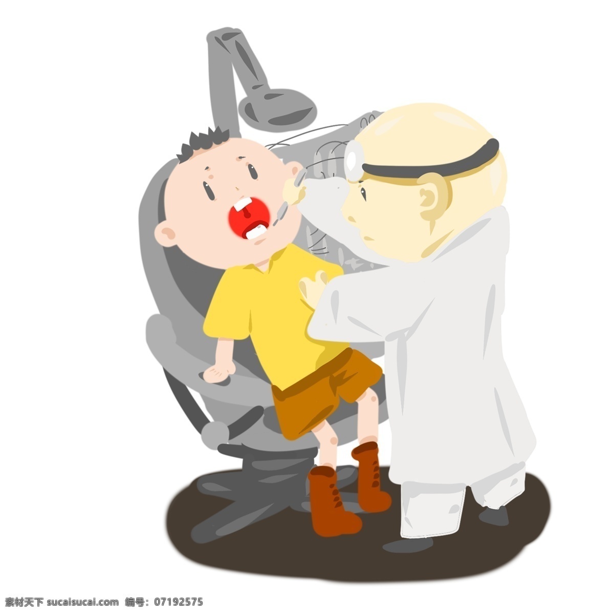 手绘 医疗 牙医 插画 医疗工作者 卡通插画 治病救人 救死扶伤 换牙齿的孩子 治病的医生 手绘医疗插画