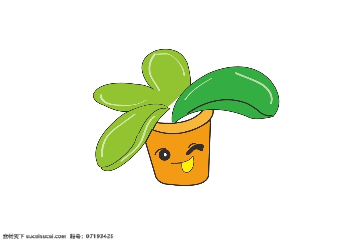 矢量 卡通 盆栽 表情 植物