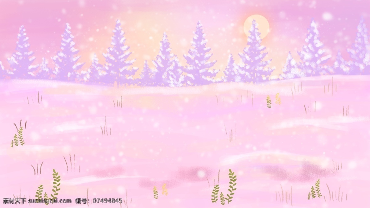 唯美 浪漫 冬日 树林 背景 雪花 冬季 背景素材 冬天快乐 广告背景素材 冬天雪景