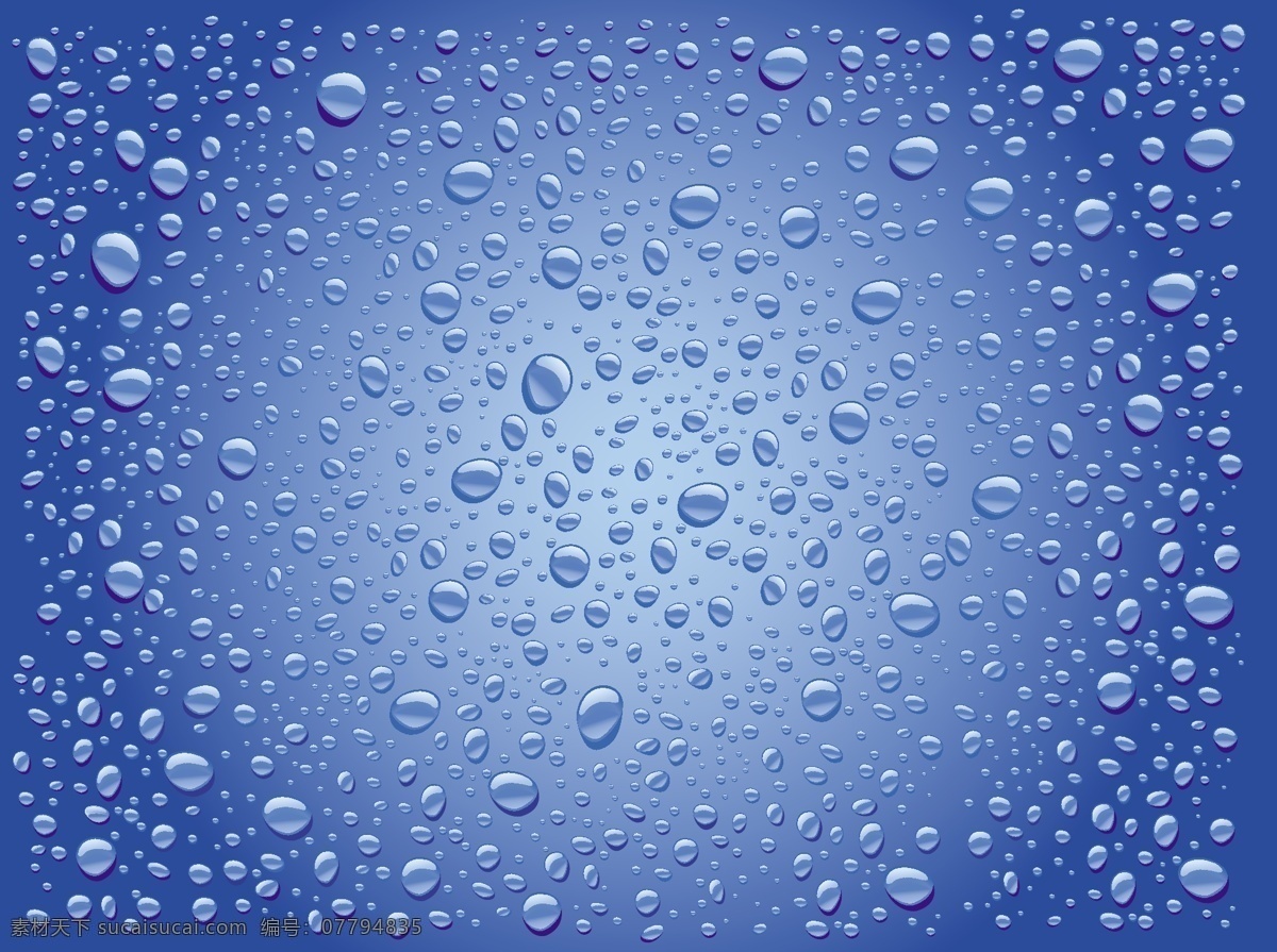 蓝色水珠背景 水珠背景 露珠 水泡 露水 清水 生活百科 矢量素材 蓝色