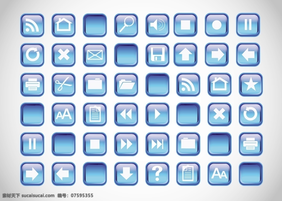 蓝色 图标 按钮 记录 剪刀 扬声器 暂停 信 蓝色图标按钮 矢量图 其他矢量图