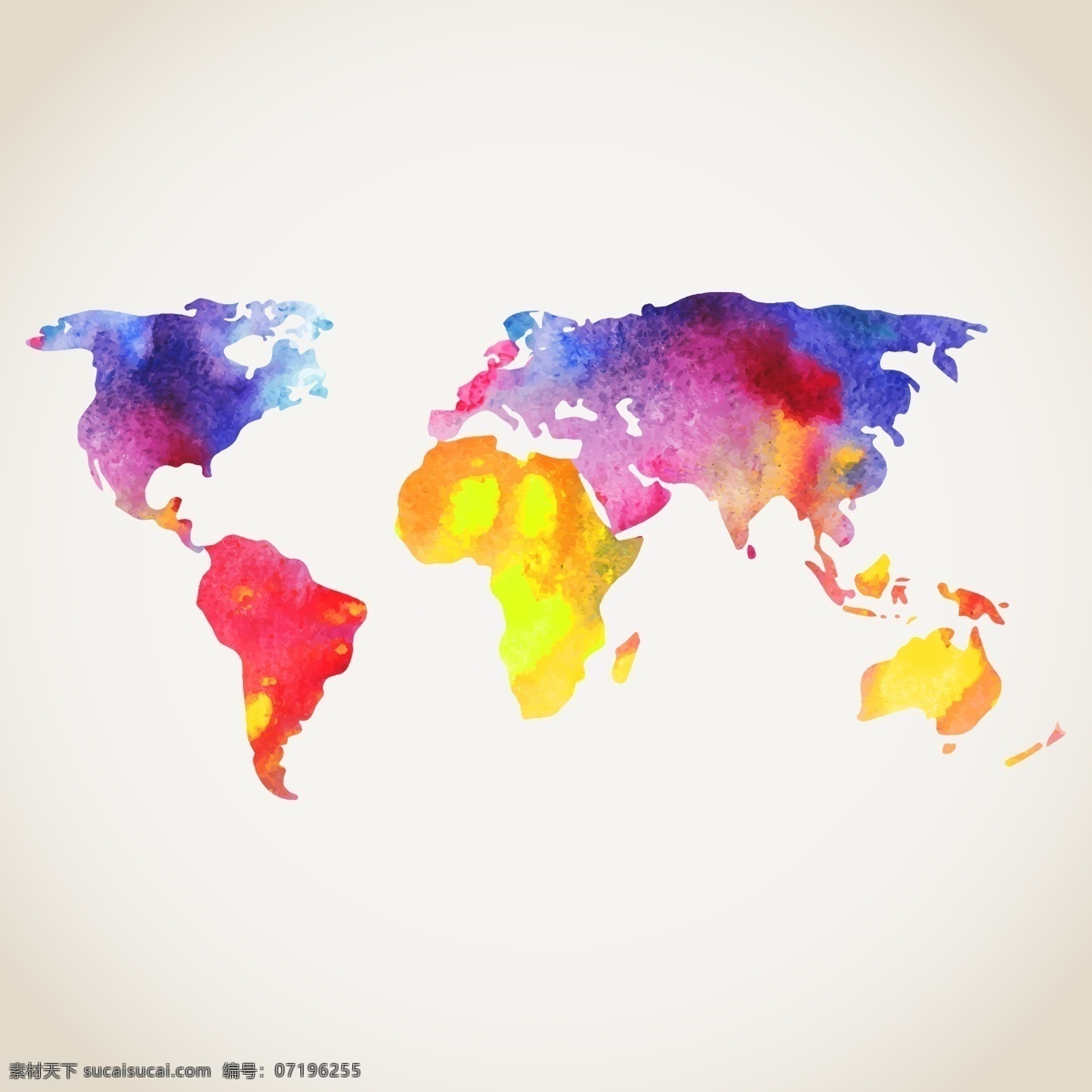 七彩 世界地图 矢量 矢量素材